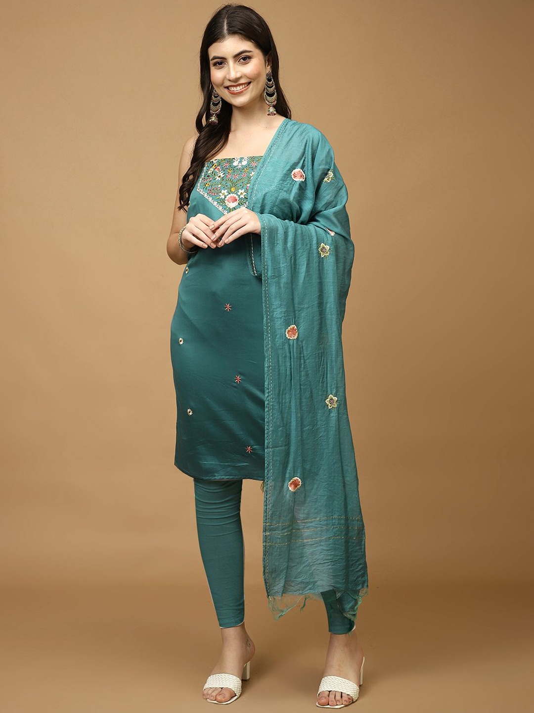 

Meena Bazaar Embroidered Unstitched Dress Material, Blue