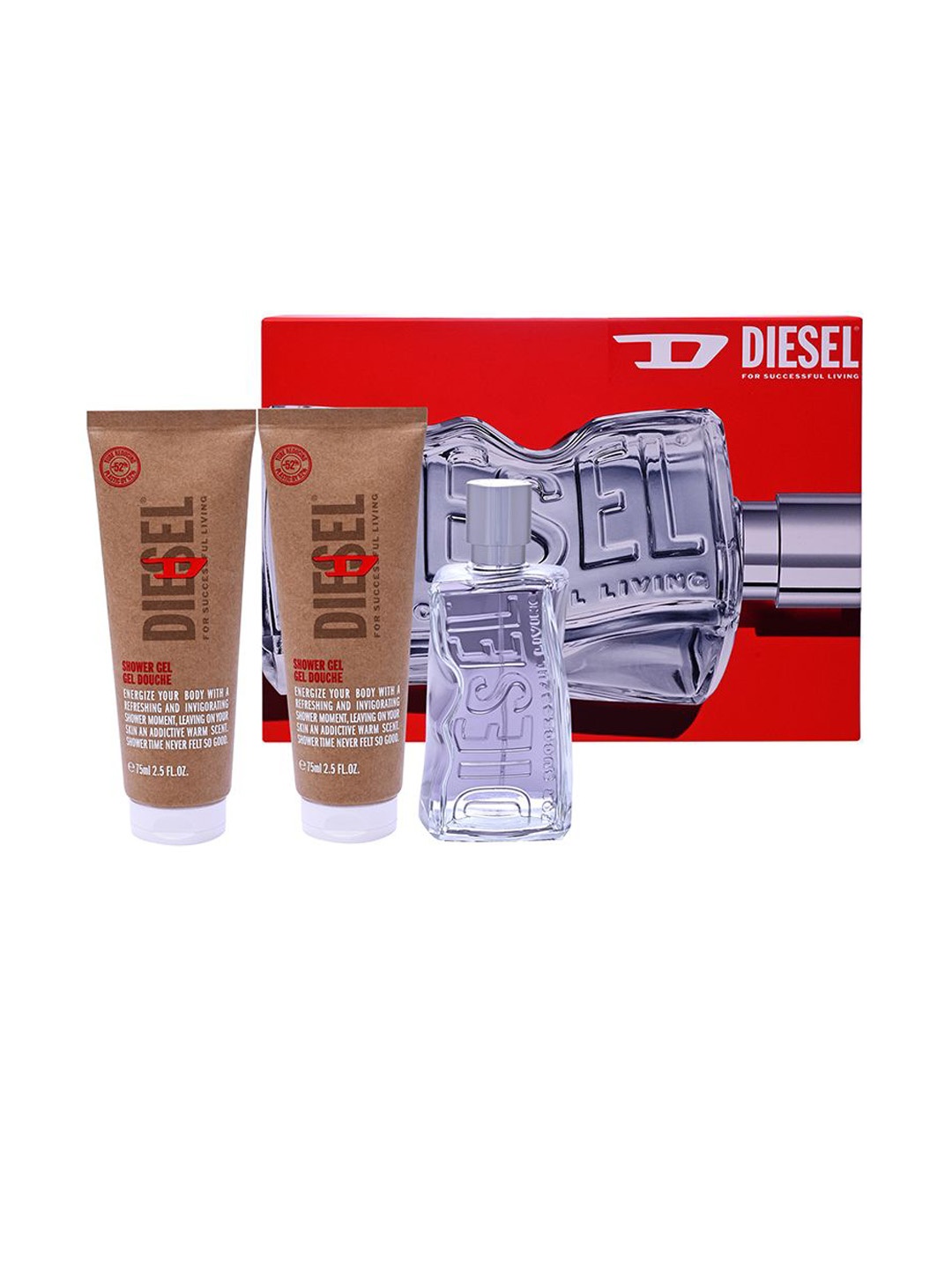 

DIESEL Set Of 3 Long Lasting Eau De Toilette 100 ml With Shower Gel 75 ml Each, Transparent