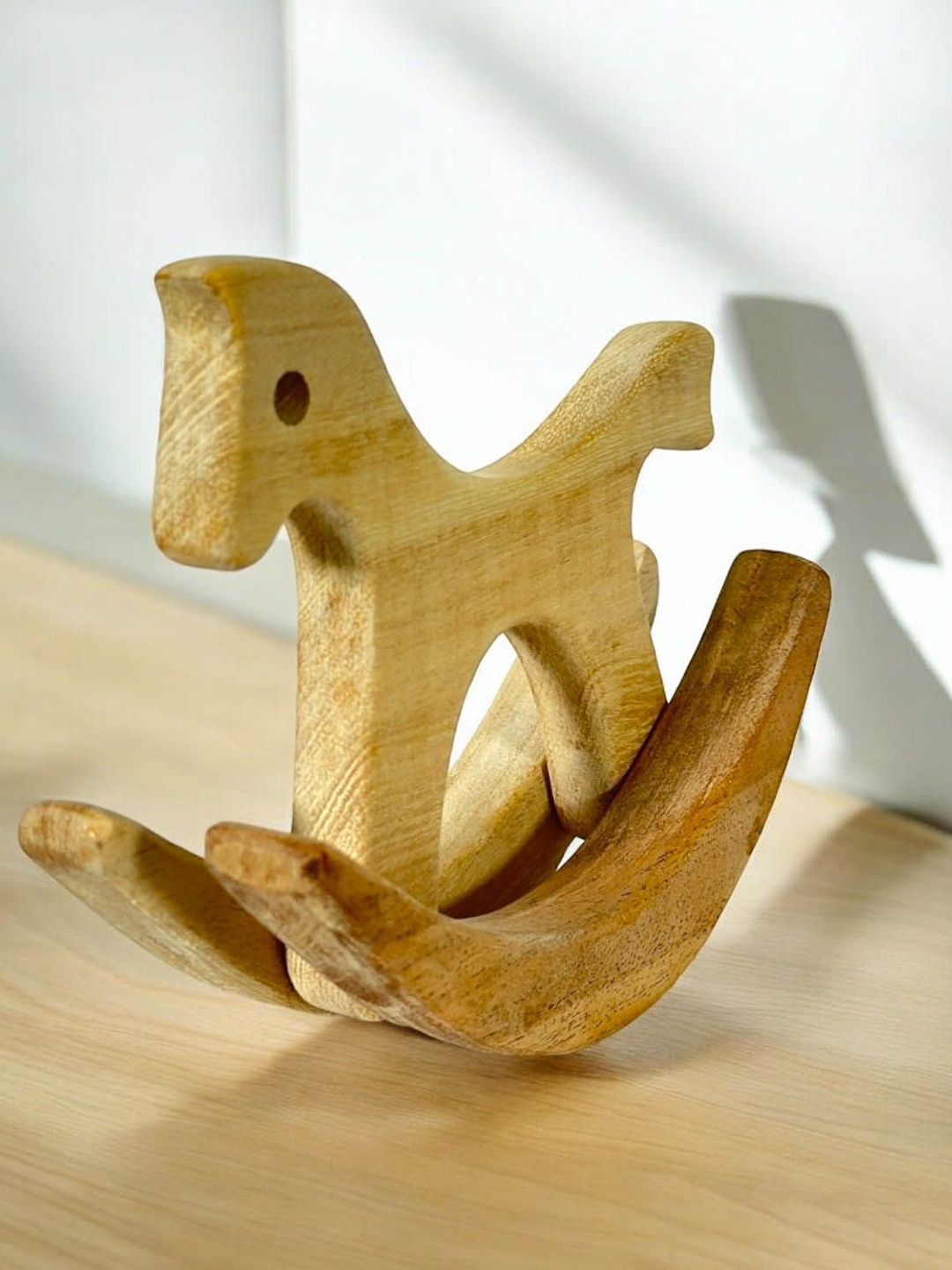 

LITTLE GINNIE Kids Wooden Rocking Horse Toy, Beige