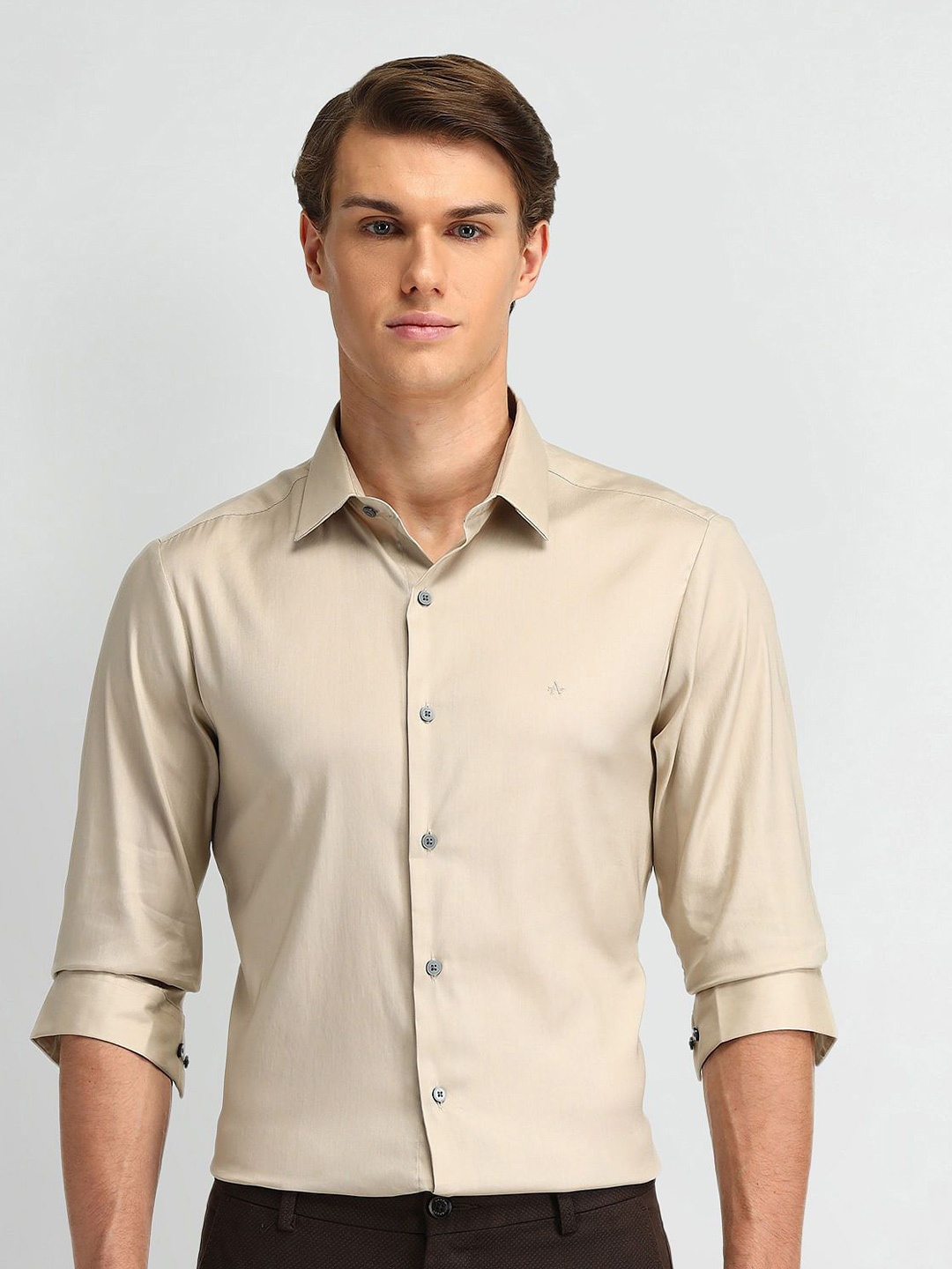 

Arrow New York Men Modern Slim Fit Opaque Formal Shirt, Khaki