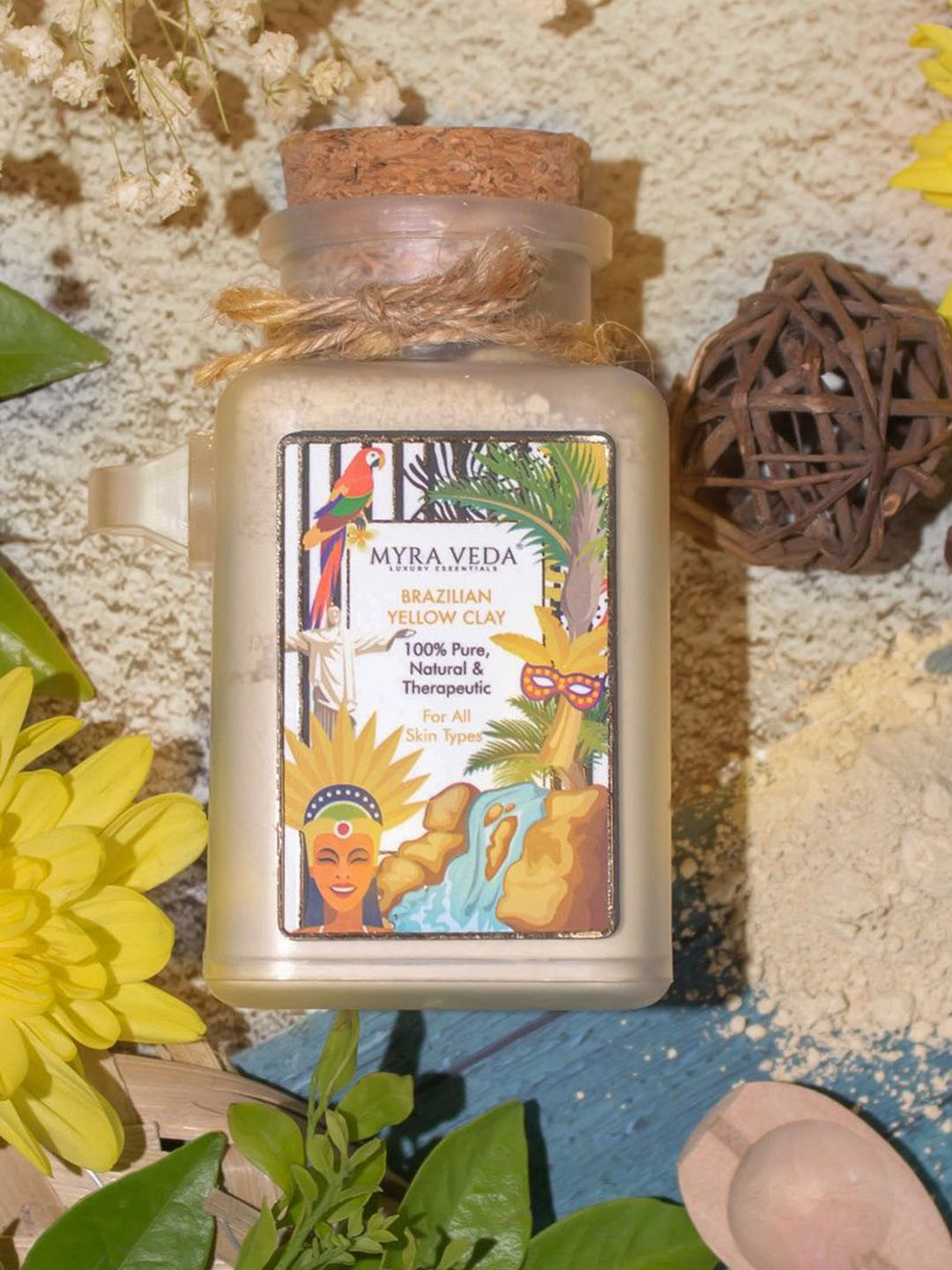 

MYRA VEDA Pure & Natural Brazilian Yellow Clay Face Mask - 100 g, Brown