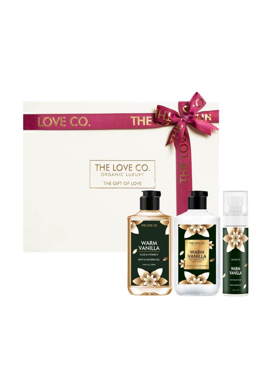 

The Love Co Set Of 3 Warm Vanilla Bath and Body Gift Set- 650ml, White
