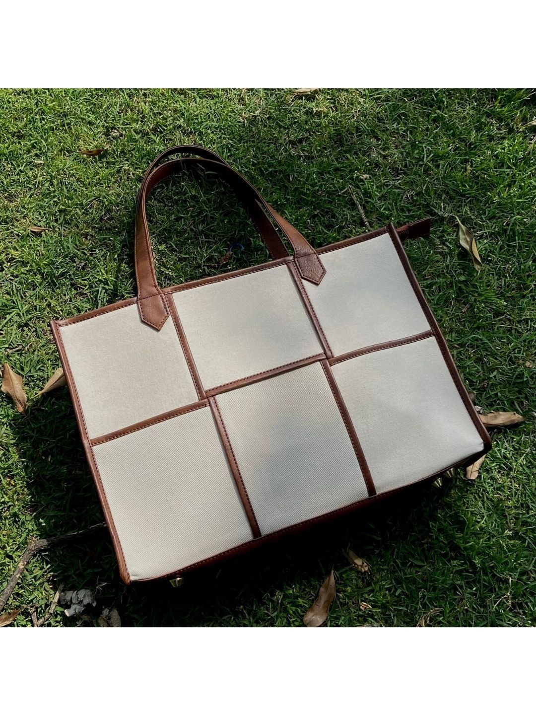 

Hues Studio Women Oversized Structured Tote Bag, Brown