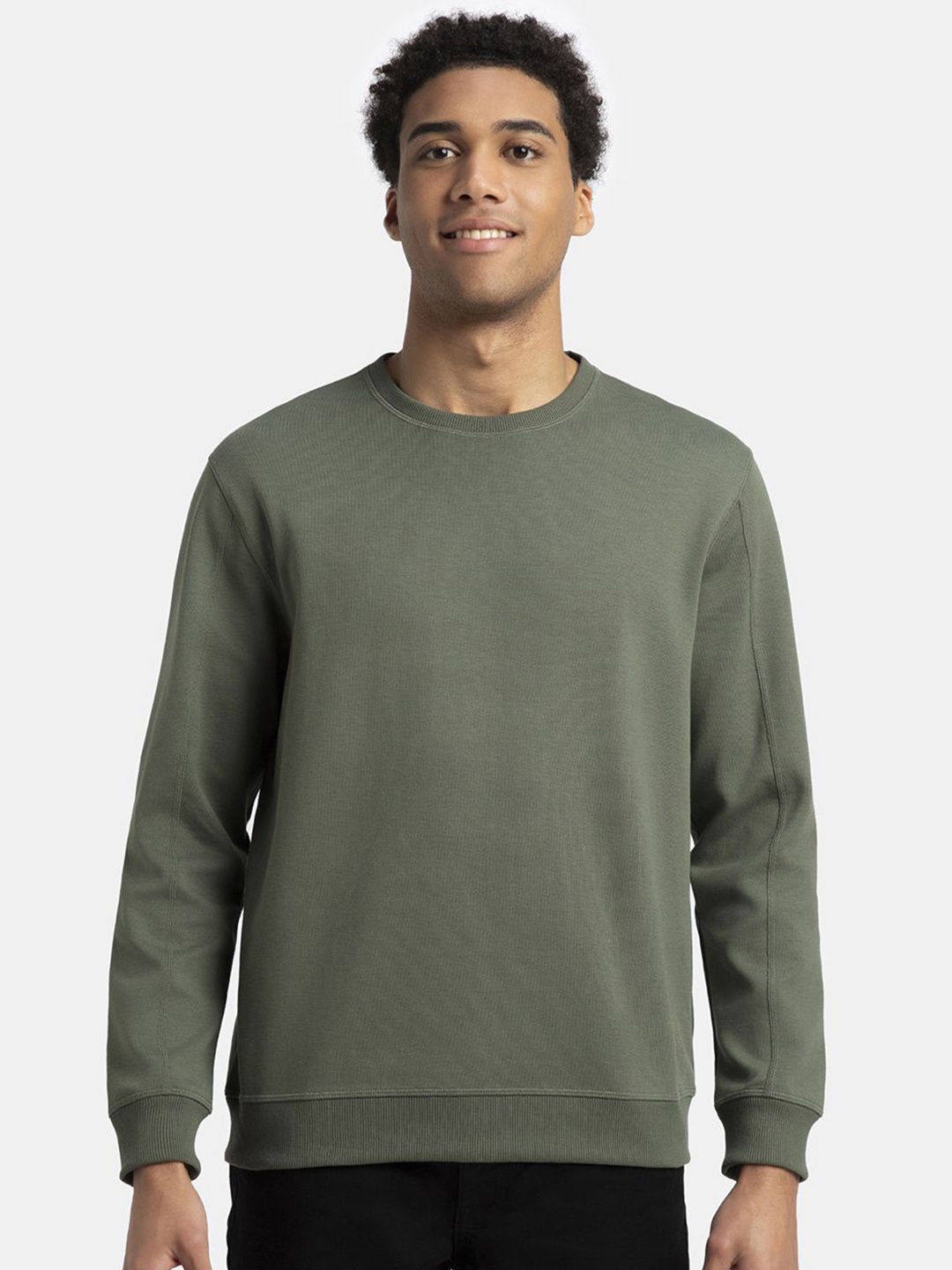 

Jockey Super Combed Cotton Rich Pique Sweatshirt with Ribbed Cuffs-AM48, Green