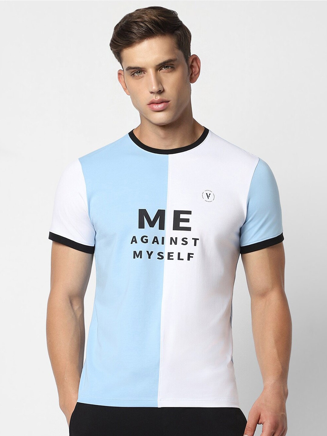 

Van Heusen Colourblocked Slim Fit T-shirt, Blue