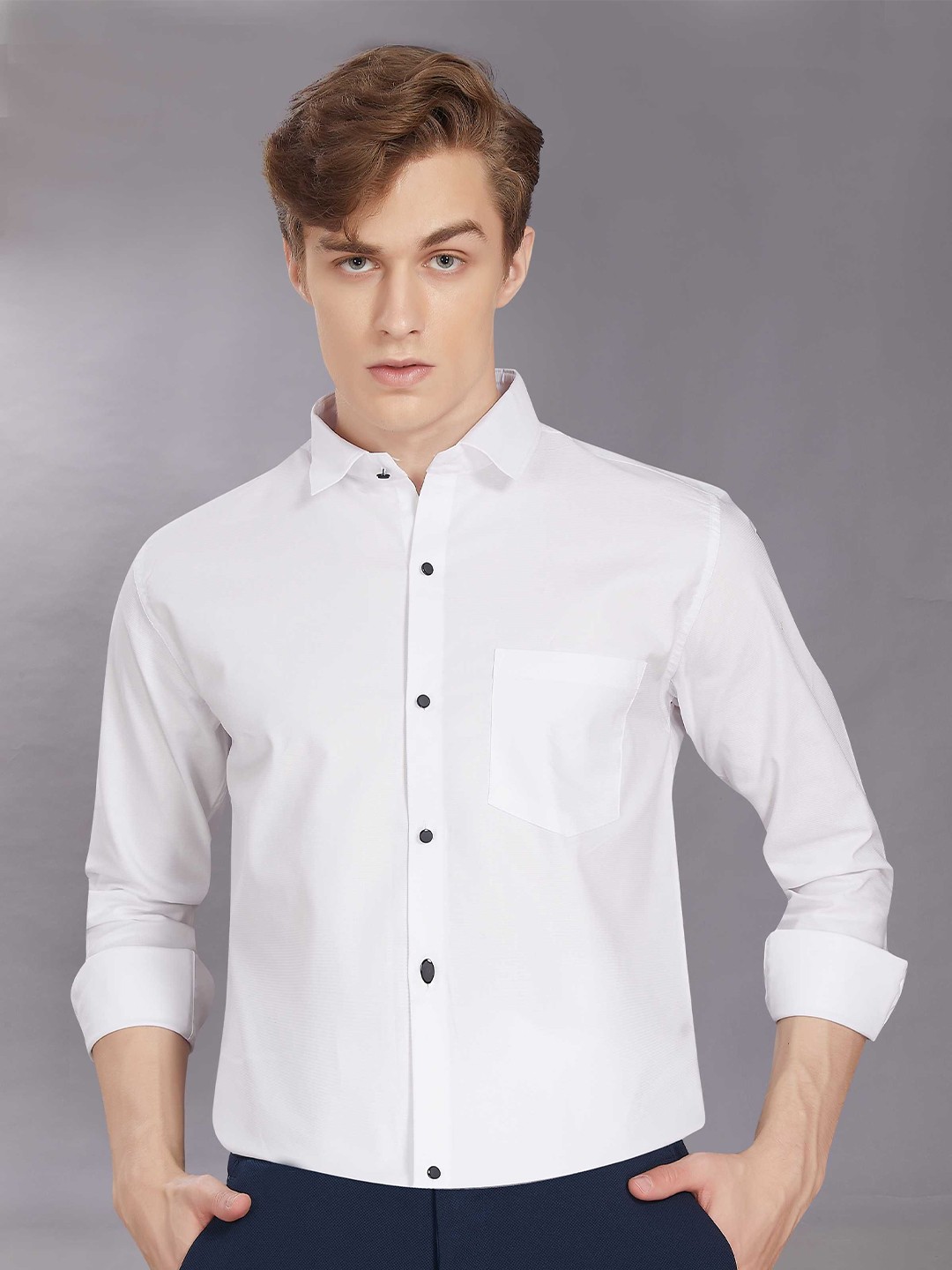 

DIVISIVE Men Club Slim Fit Opaque Casual Shirt, White