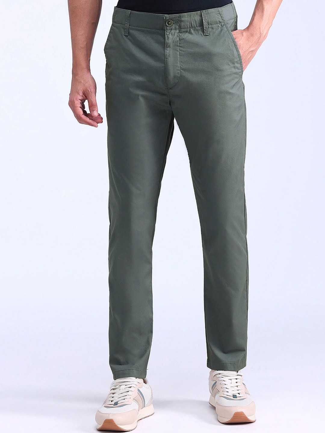 

Flying Machine Men Slim Fit Regular Trousers, Green