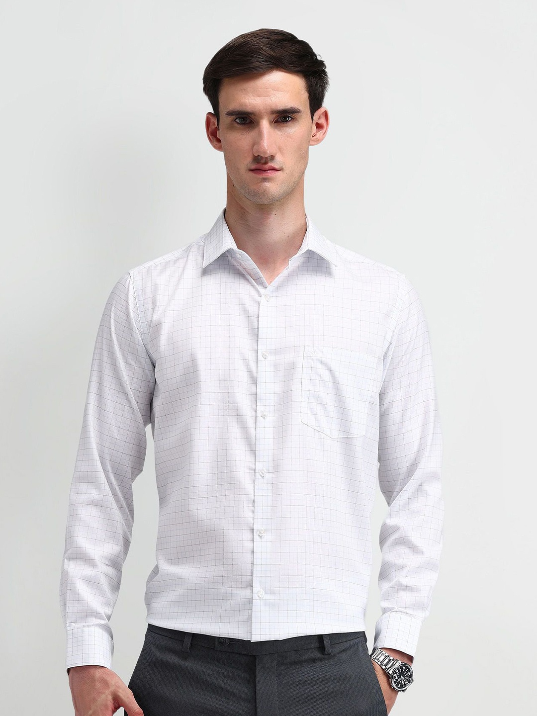 

Arrow Men Classic Opaque Checked Formal Shirt, Blue