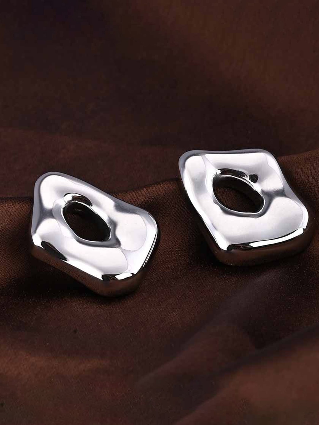 

PALMONAS Stainless Steel Silver Plated Contemporary Studs