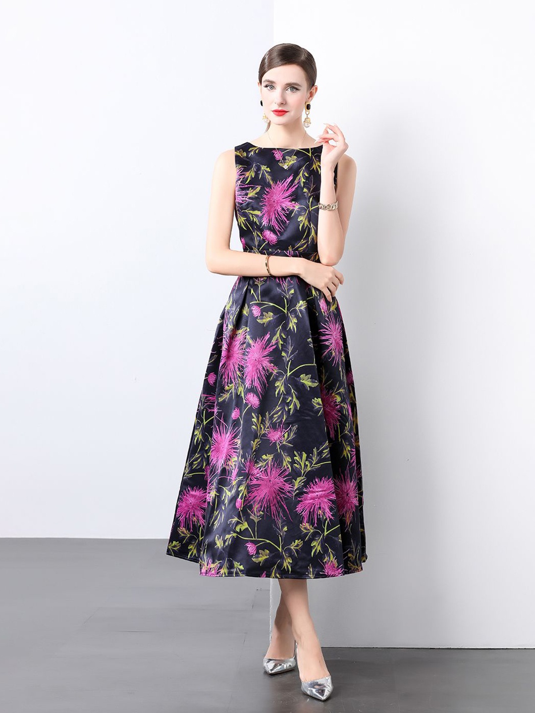 

JC Collection Floral Printed Fit & Flare Midi Dress, Multi