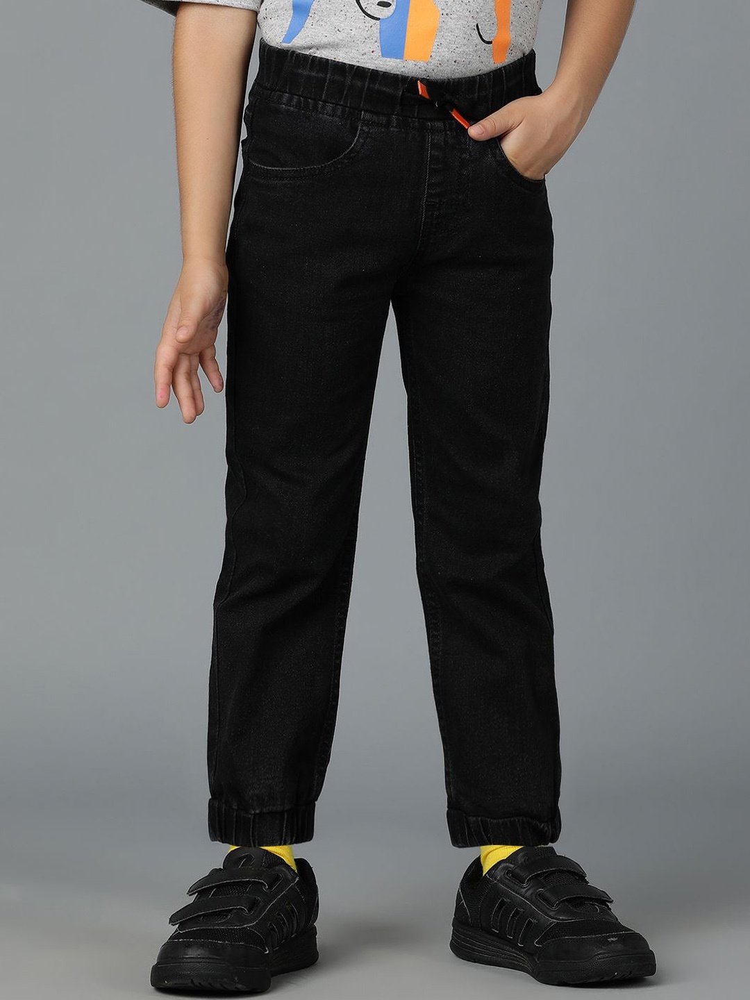 

TALES & STORIES Boys Slim Fit Easy Wash Joggers Trousers, Black
