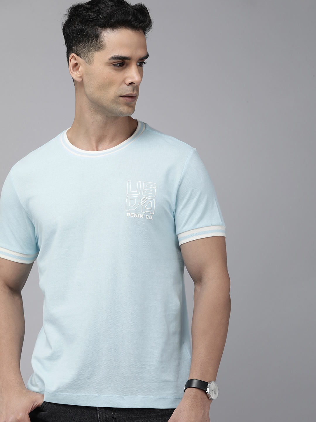 

U.S. Polo Assn. Denim Co. Men Pure Cotton Slim Fit T-shirt, Blue