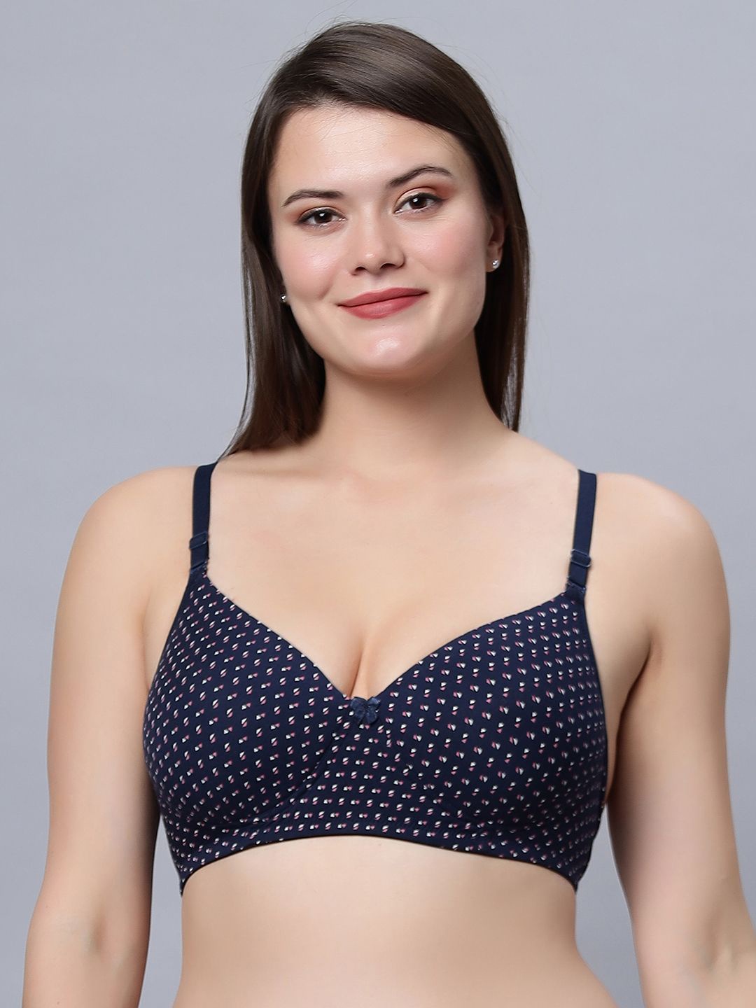 

In Care Floral Bra Full Coverage Heavily Padded, Navy blue