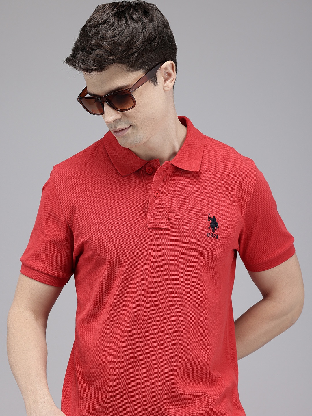 

U.S. Polo Assn. Polo Collar Pure Cotton Slim Fit T-shirt, Red