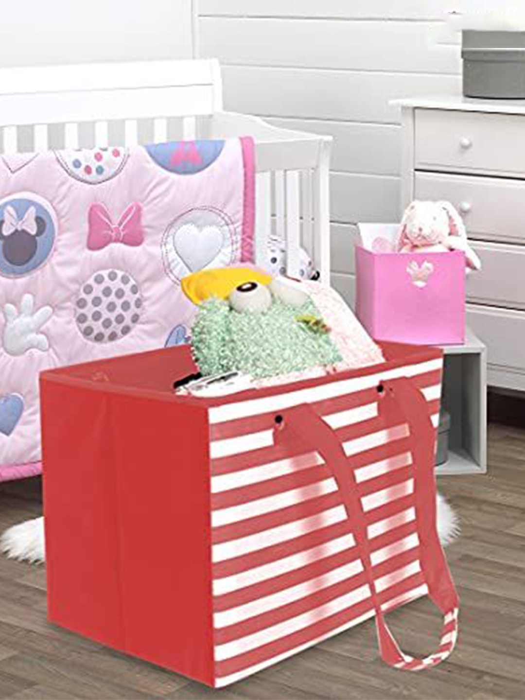 

prettykrafts Red & White Striped Reusable Multi-Utility Organisers
