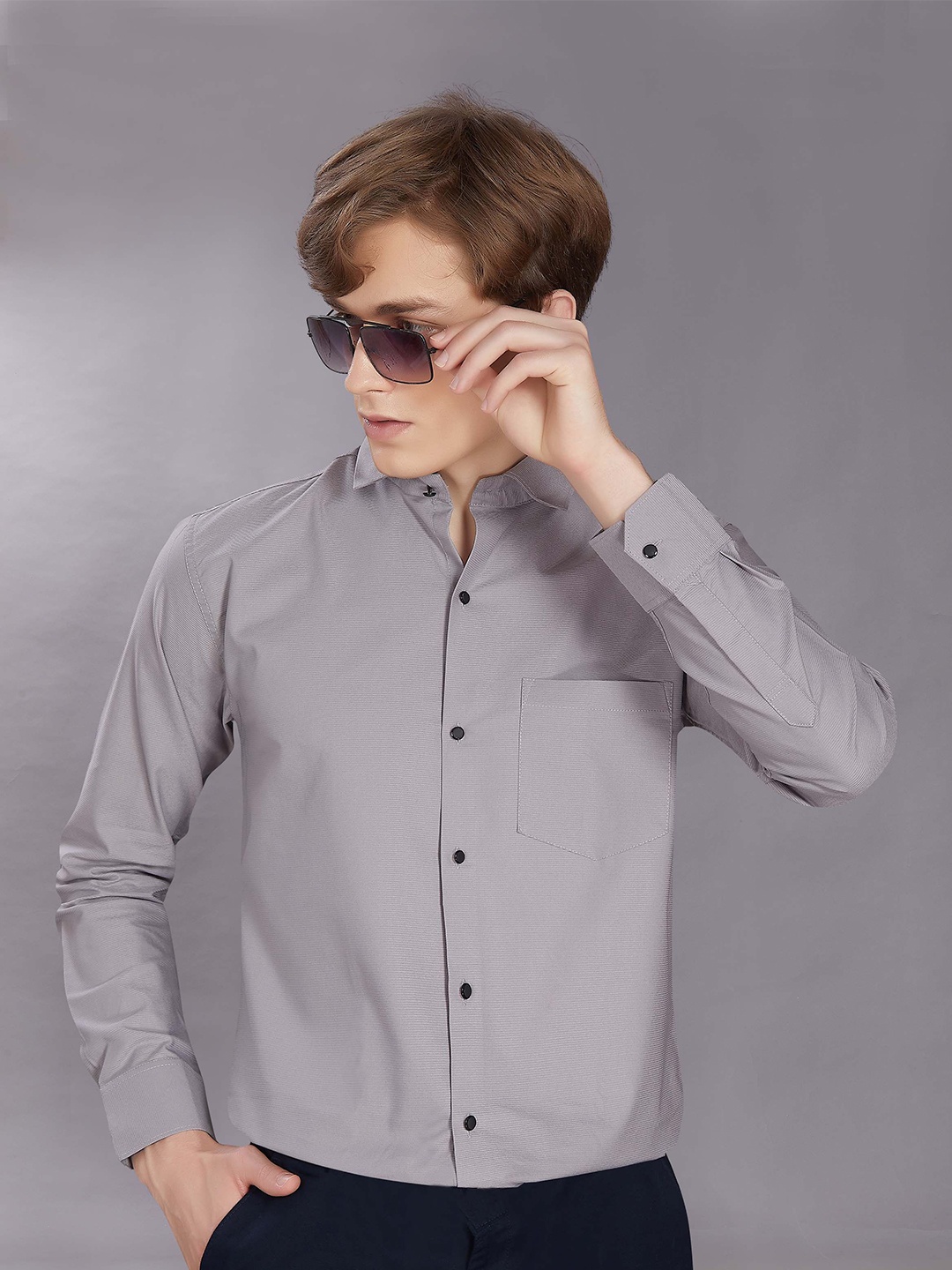 

DIVISIVE Men Club Slim Fit Opaque Casual Shirt, Grey