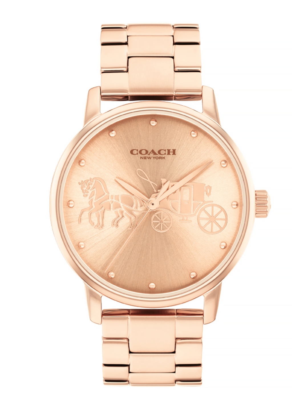 

Coach Women Grand Embellished Dial Bracelet Style Straps Analogue Watch 14503076, Rose gold