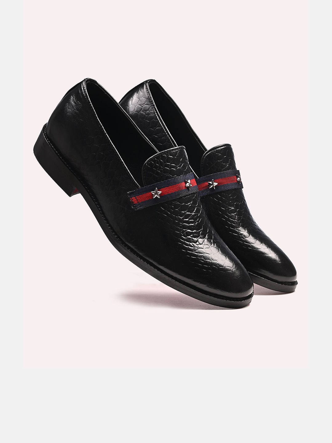 

ITALIAN ELEGANZA Men Leather Formal Loafers, Black