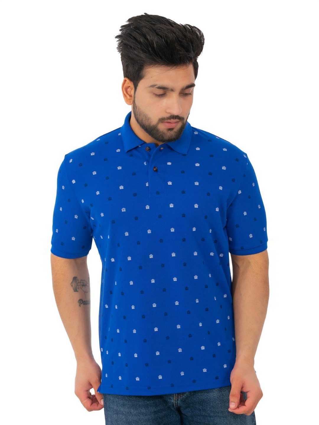 

WILD COPS Men Printed Polo Collar Regular Fit T-shirt, Blue