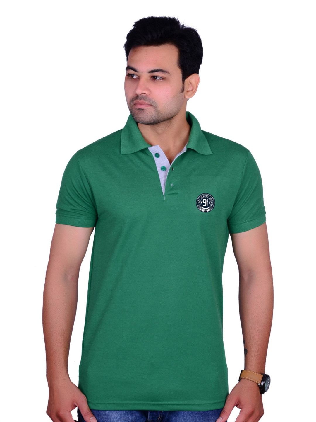 

LA MILANO Men Polo Collar Slim Fit T-shirt, Green