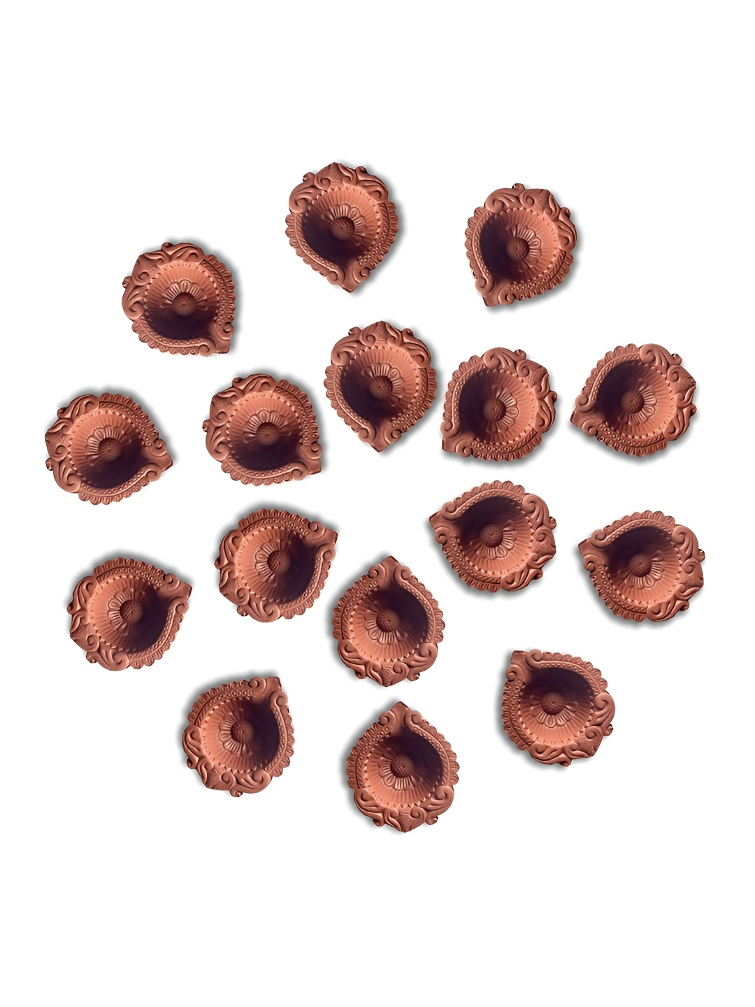 

Indigifts Brown 16 Pieces Textured Clay Diyas