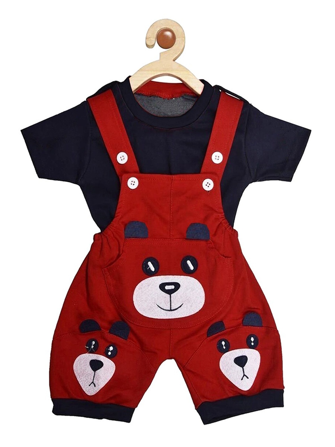 

BAESD Infants Printed Cotton Dungarees, Red