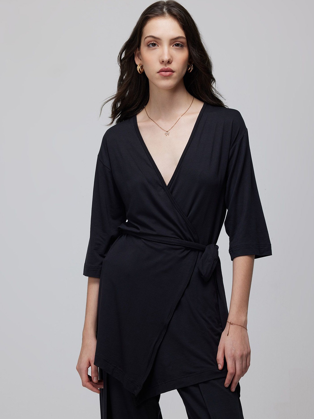 

Cava Black Ease Wrap Top