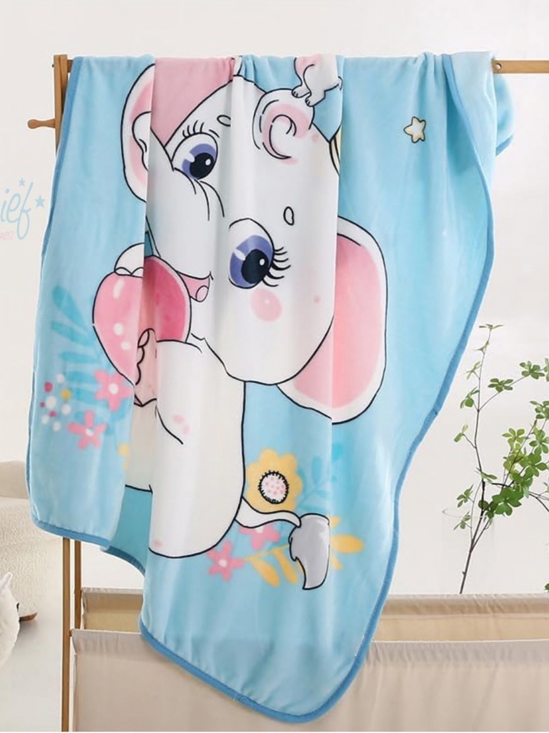 

Butterthief Blue & White Cartoon Characters AC Room 210 GSM Single Bed Blanket