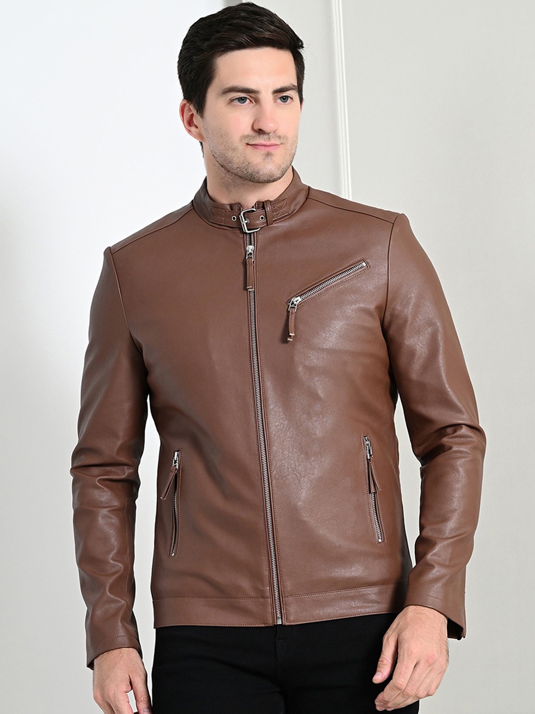 

TBOJ Men Lightweight Biker Jacket, Tan