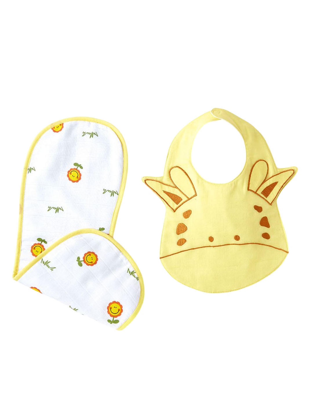 

The White Cradle Infants Printed Bibs & Burp Cloth, Yellow