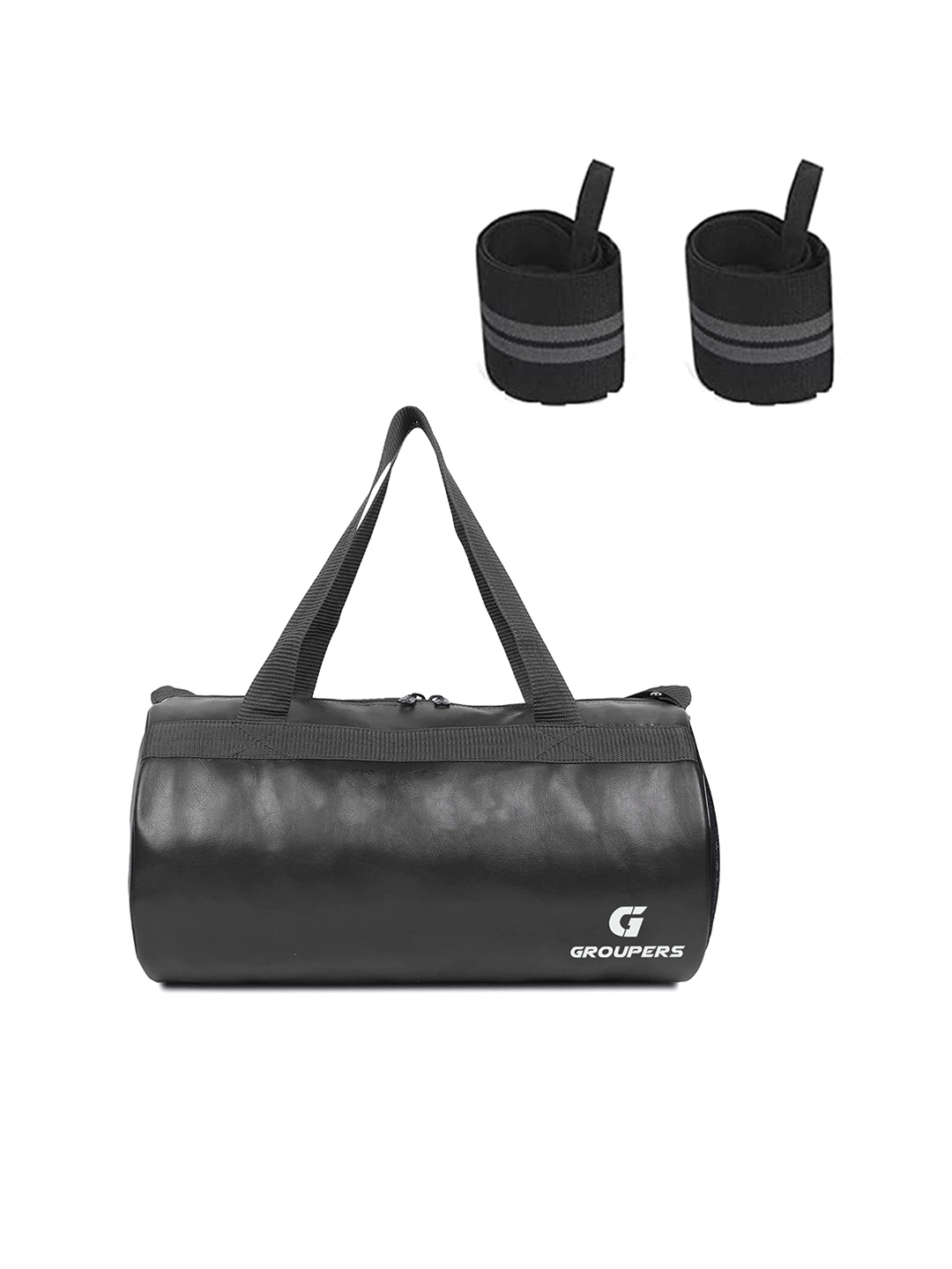 

GROUPERS Printed Medium Foldable Sports Duffel Bag With Wrist Band, Black