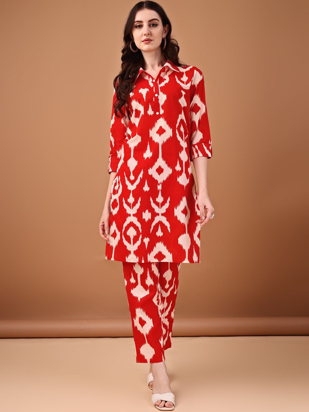 

Anouk Printed Tunic With Trouser Co-Ords, Red
