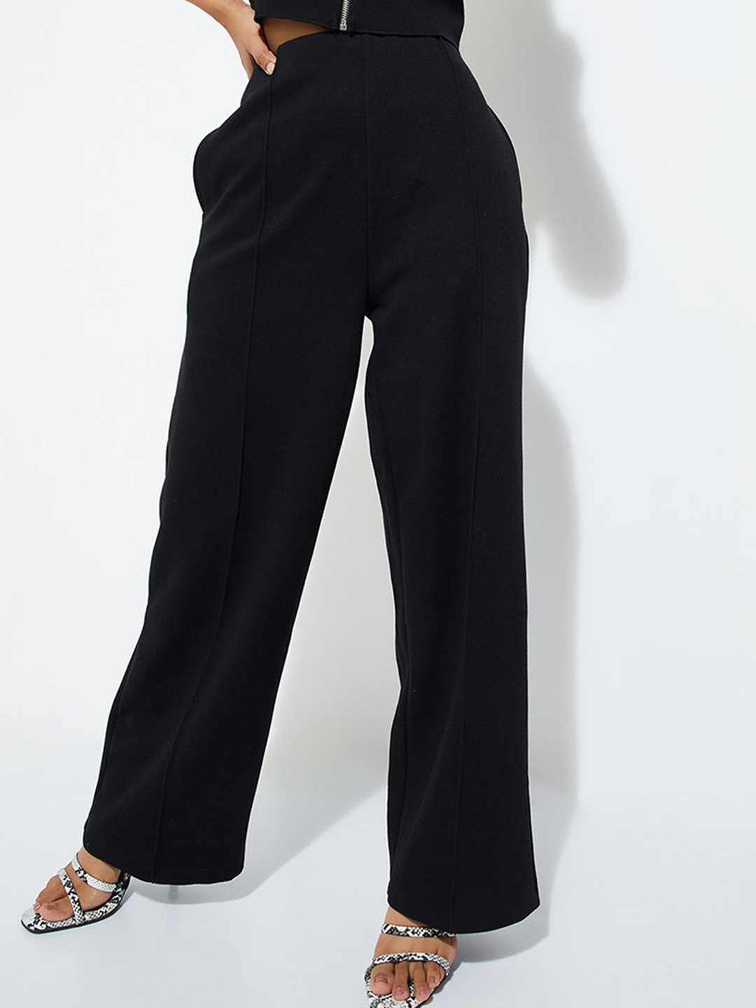 

max URB_N High Rise Pintuck Trousers, Black