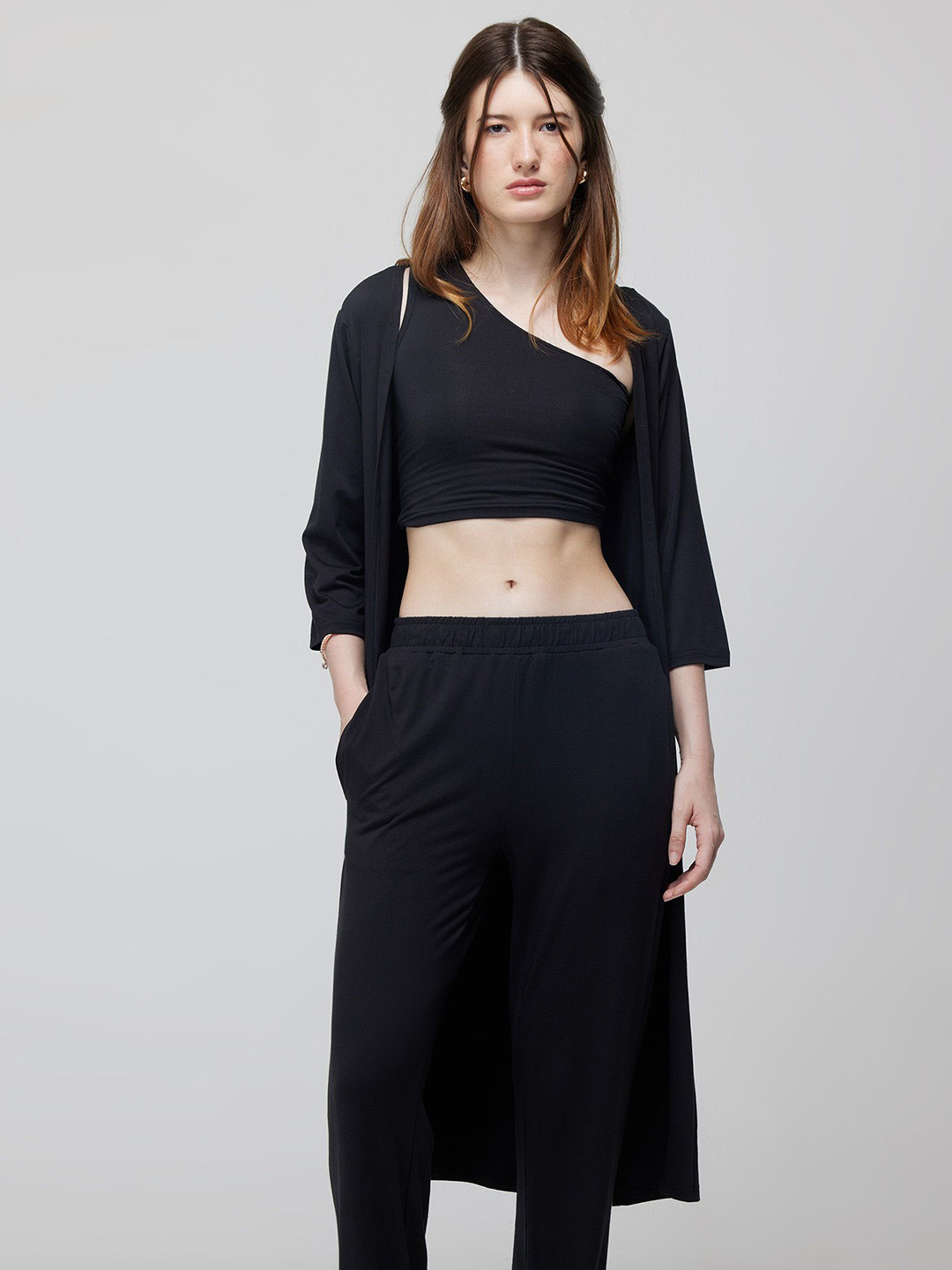 

CAVA Women Pack Of 2 Solid Halter Neck Tops, Black