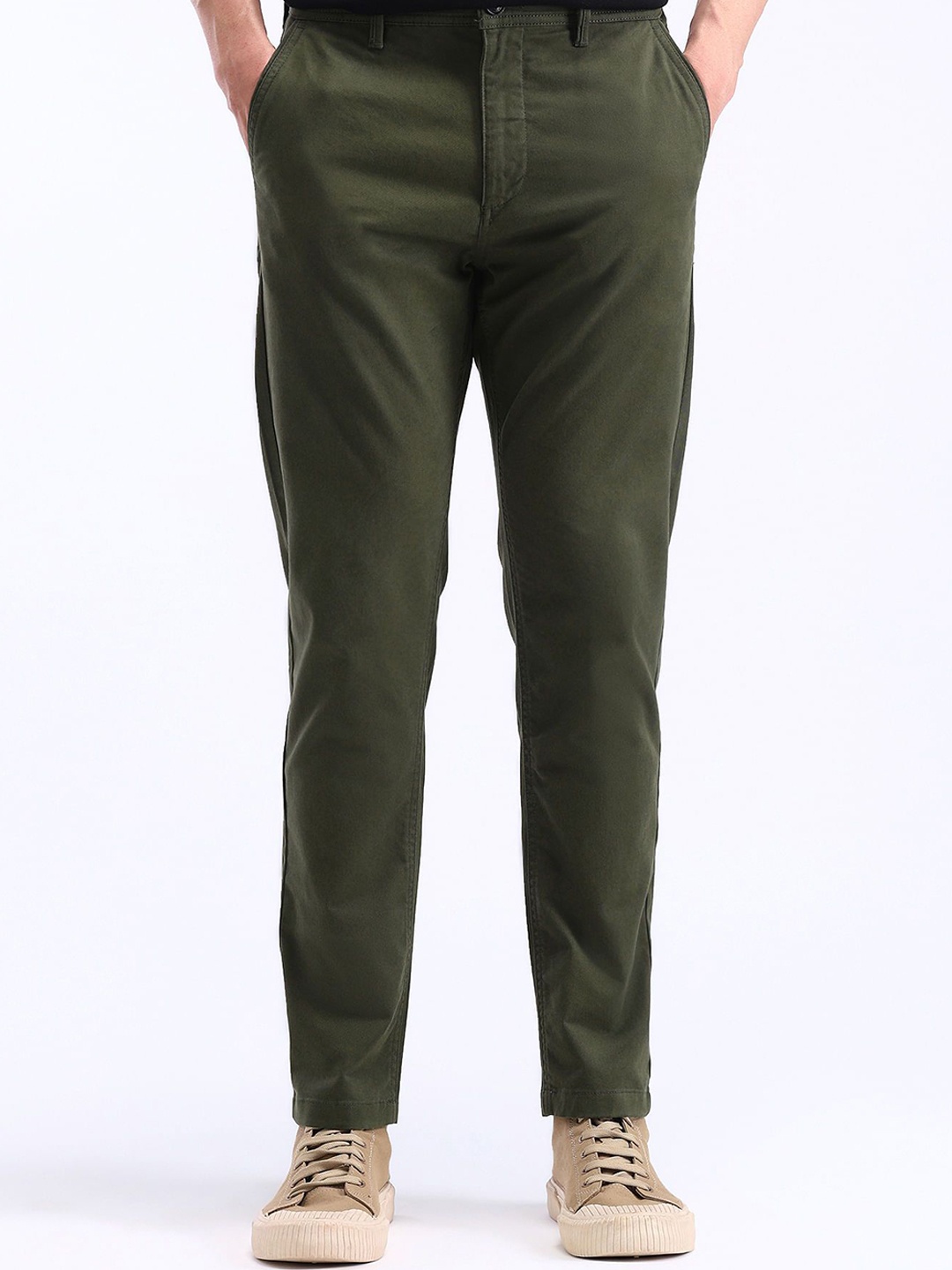 

Flying Machine Men Slim Fit Regular Trousers, Green