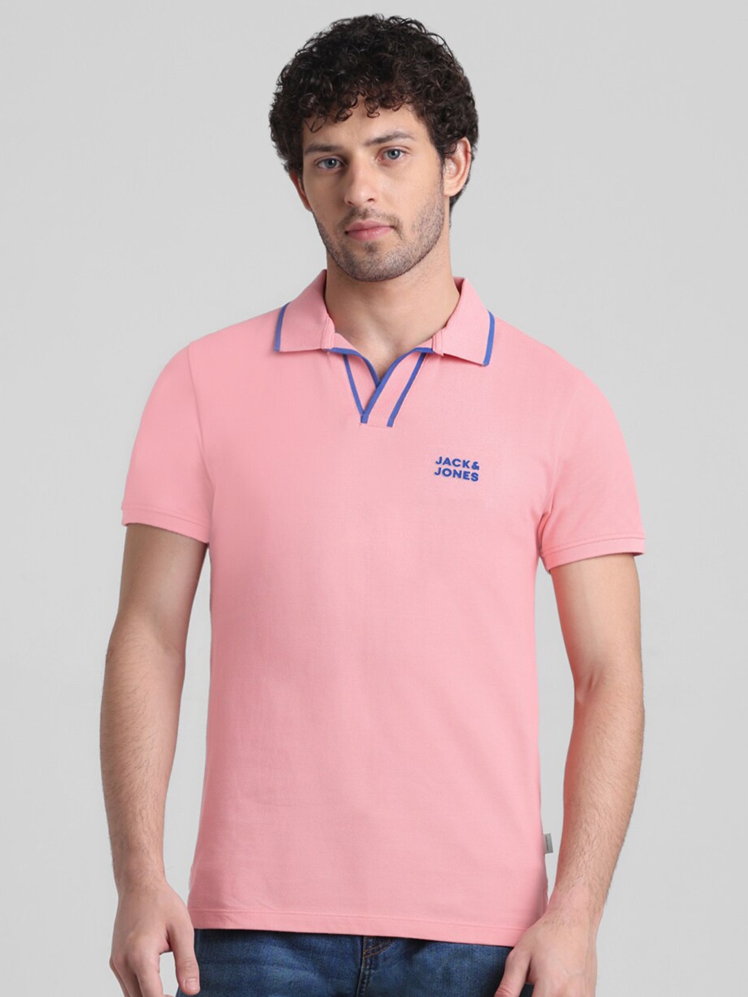 

Jack & Jones Cotton Polo Collar Slim Fit T-shirt, Pink