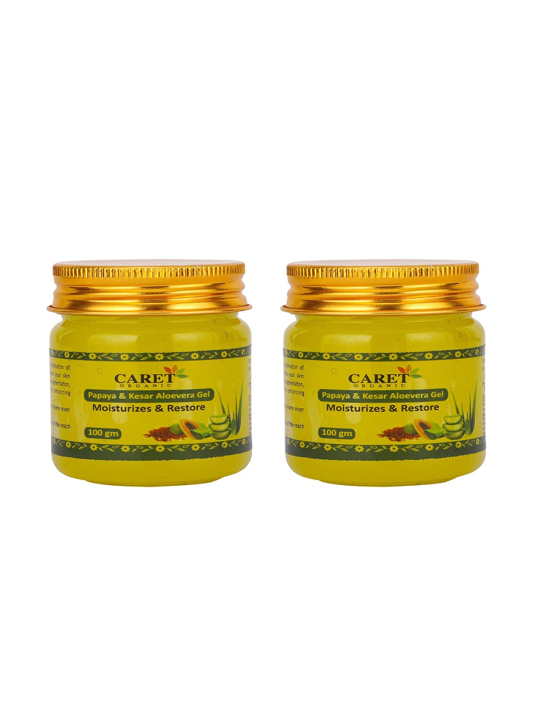 

CARET ORGANIC Set Of 2 Papaya Kesar & Aloevera Gel- 100 g Each, Yellow