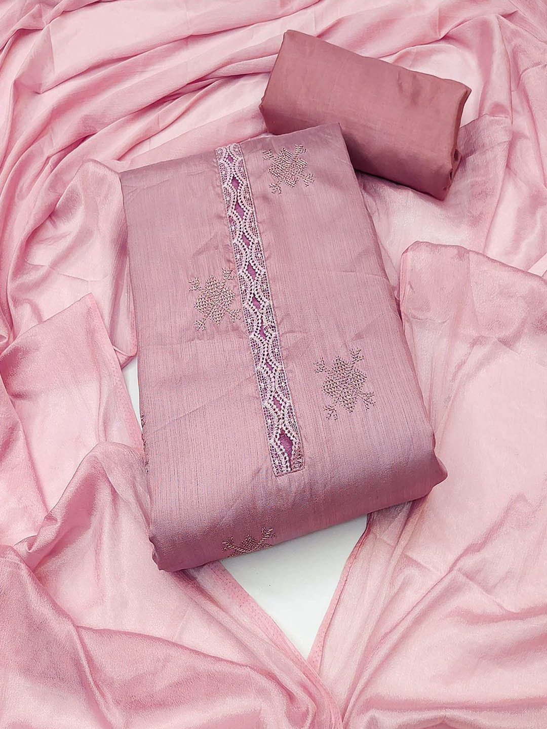 

MISS VERVE Unstitched Dress Material, Pink