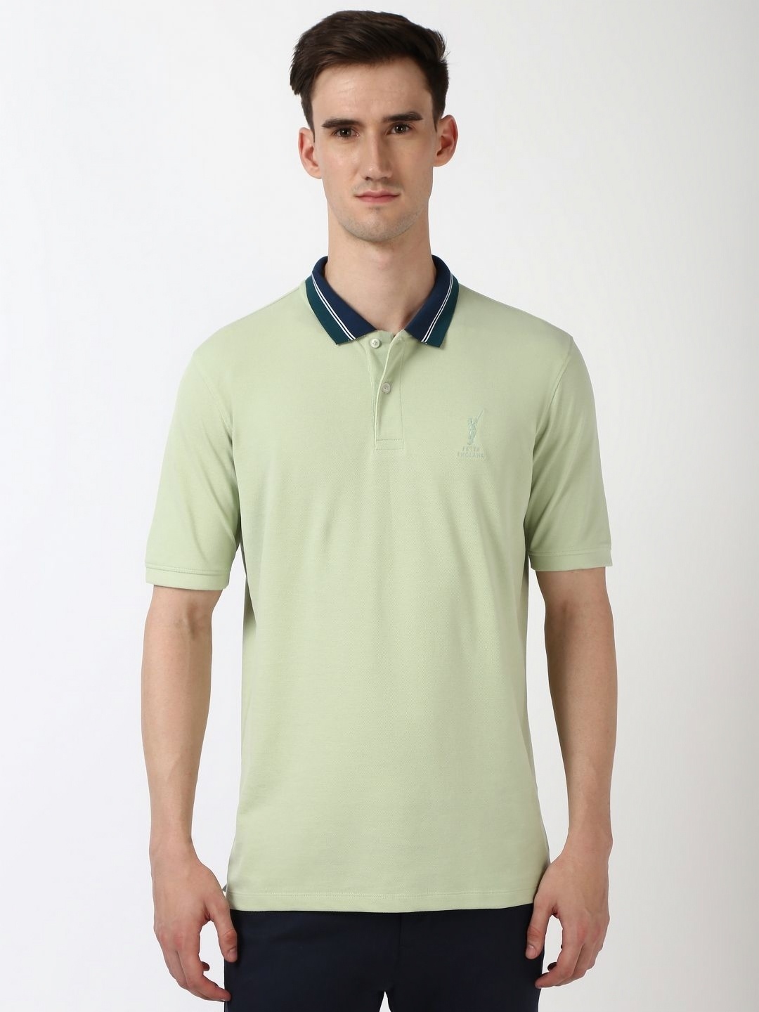 

Peter England Casuals Men Cotton Polo Collar T-shirt, Green