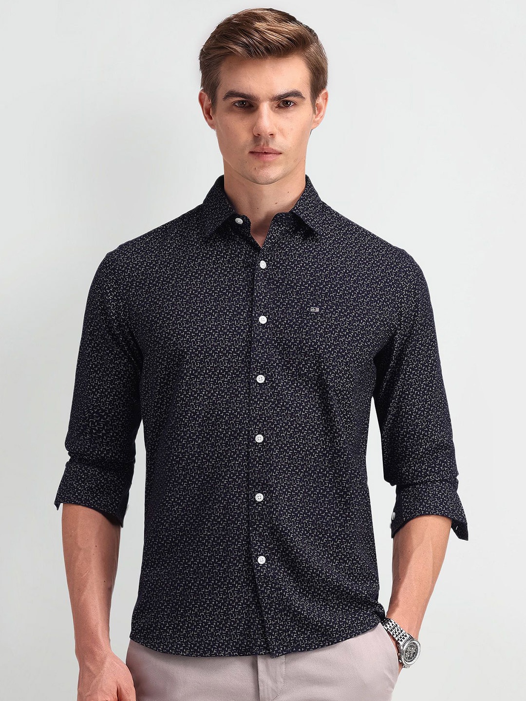 

Arrow Sport Men Modern Slim Fit Opaque Printed Casual Shirt, Blue