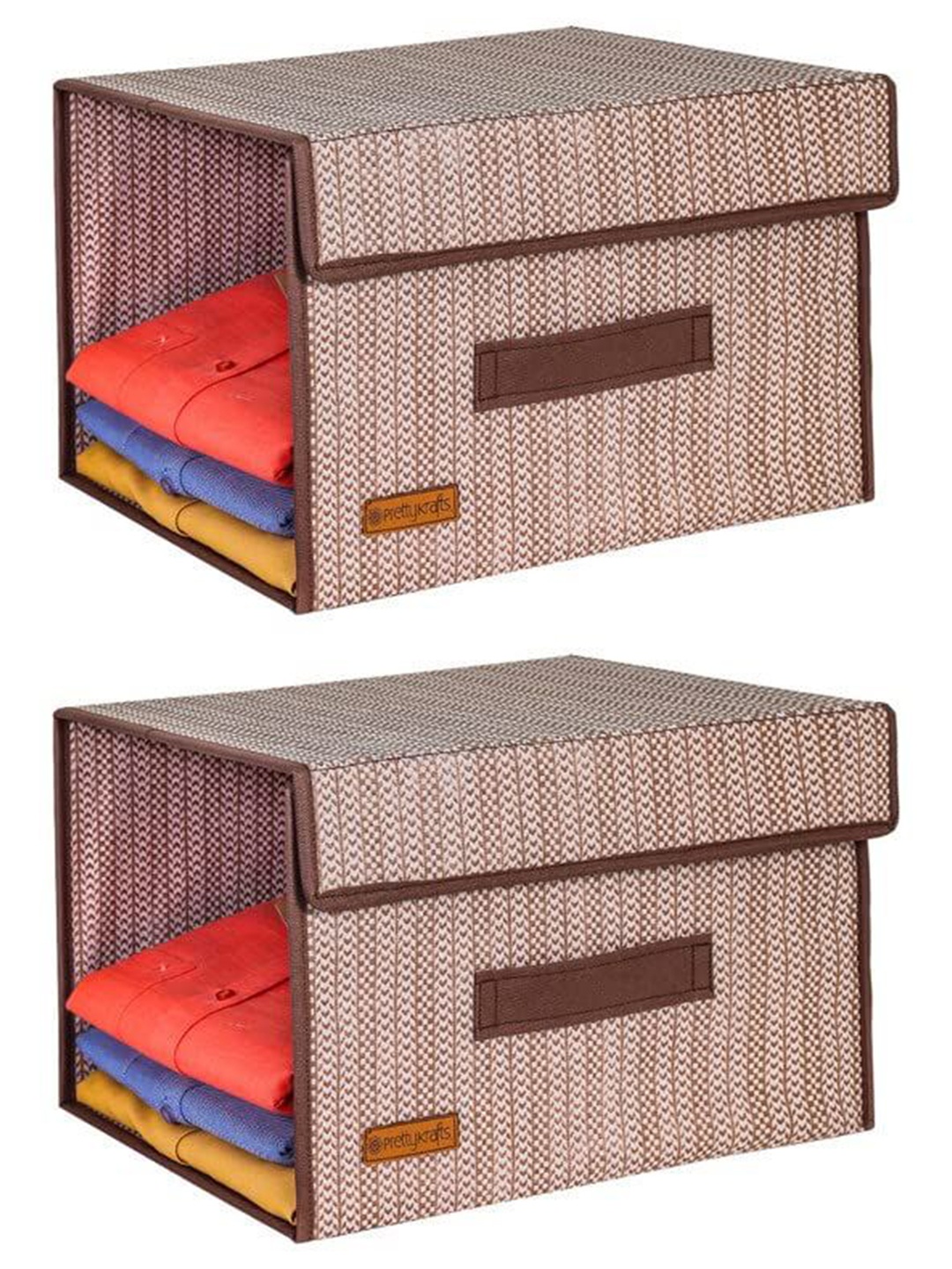 

prettykrafts Brown 2 Pieces Striped Reusable Multi-Utility Organisers