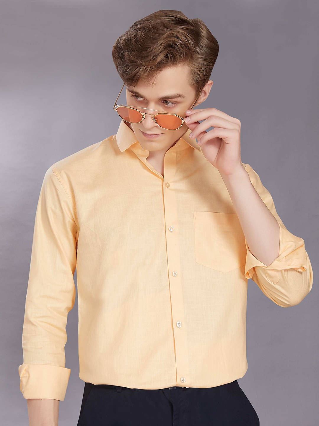 

DIVISIVE Men Club Slim Fit Opaque Casual Shirt, Peach