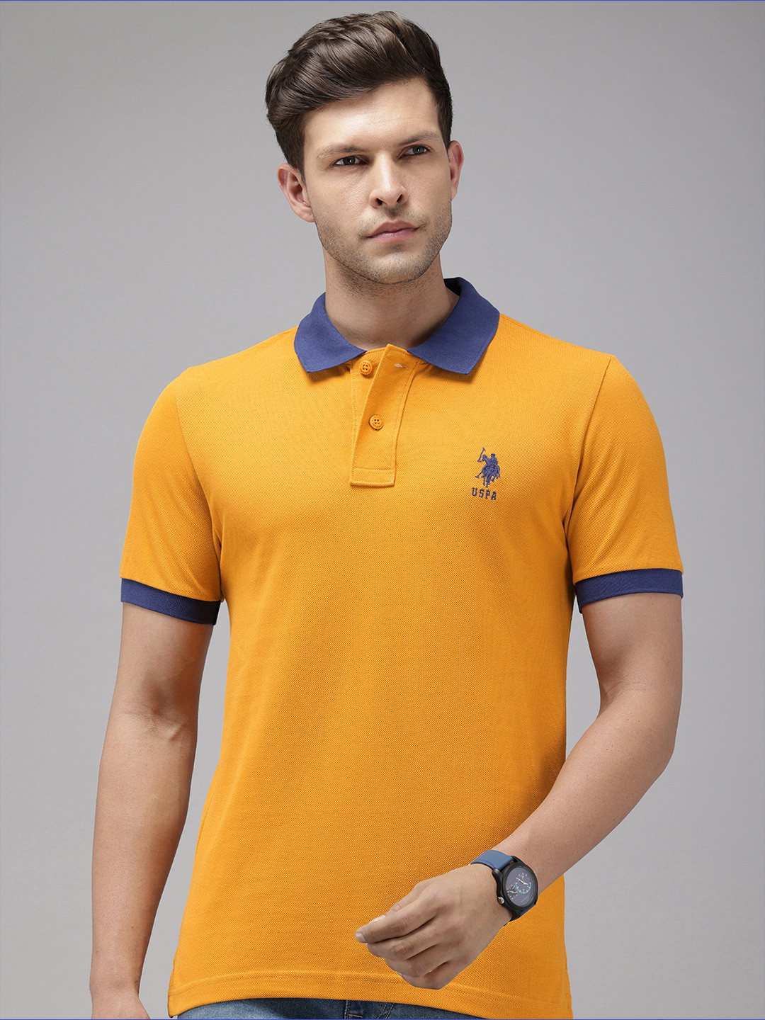 

U.S. Polo Assn. Pure Cotton Slim Fit Polo Collar T-shirt, Mustard