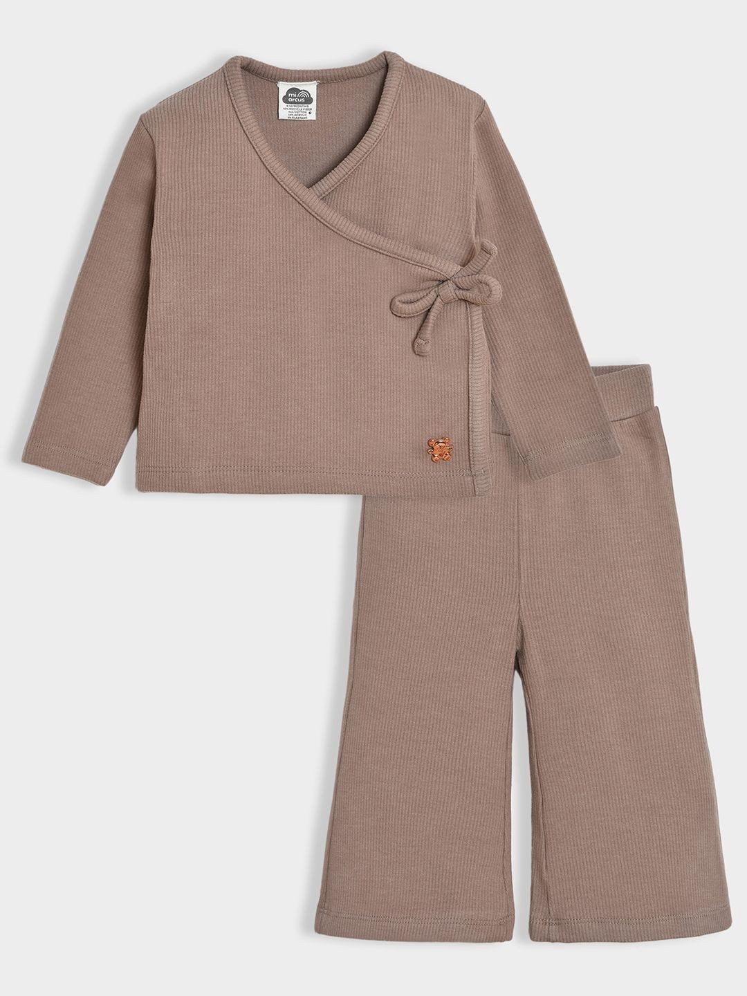 

MiArcus Girls Self Design Top with Trousers, Beige