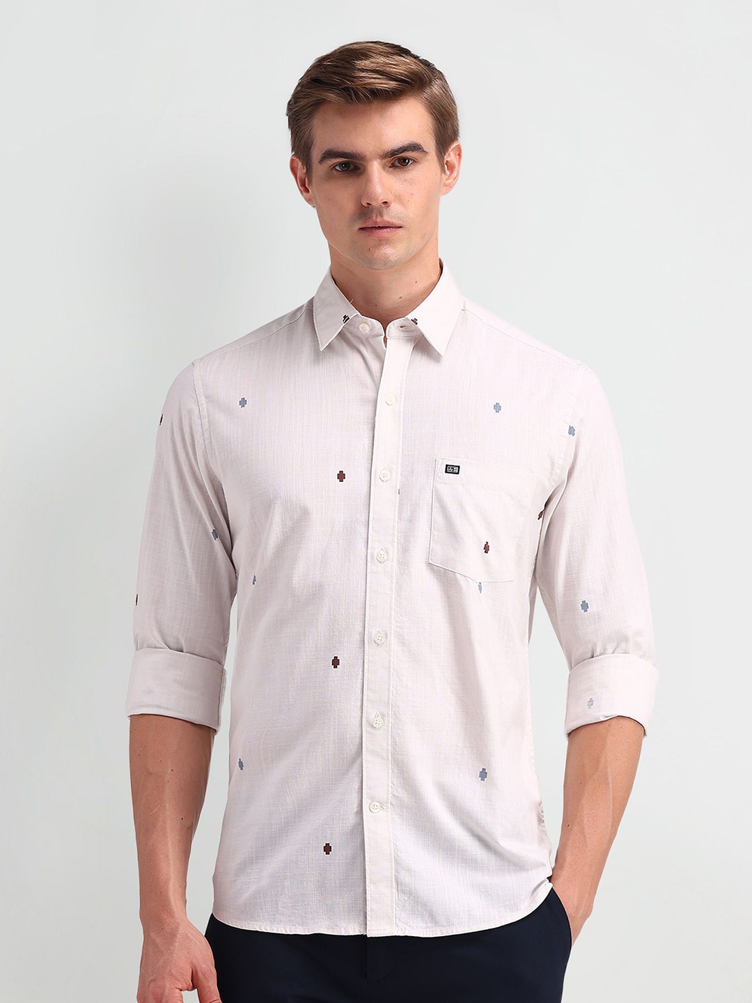 

Arrow Sport Men Modern Slim Fit Opaque Printed Casual Shirt, Off white