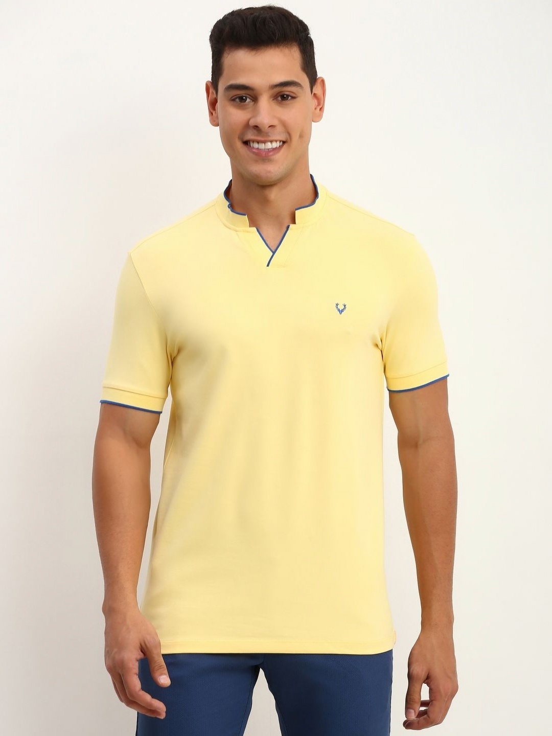 

Allen Solly Men Henley Neck T-shirt, Yellow