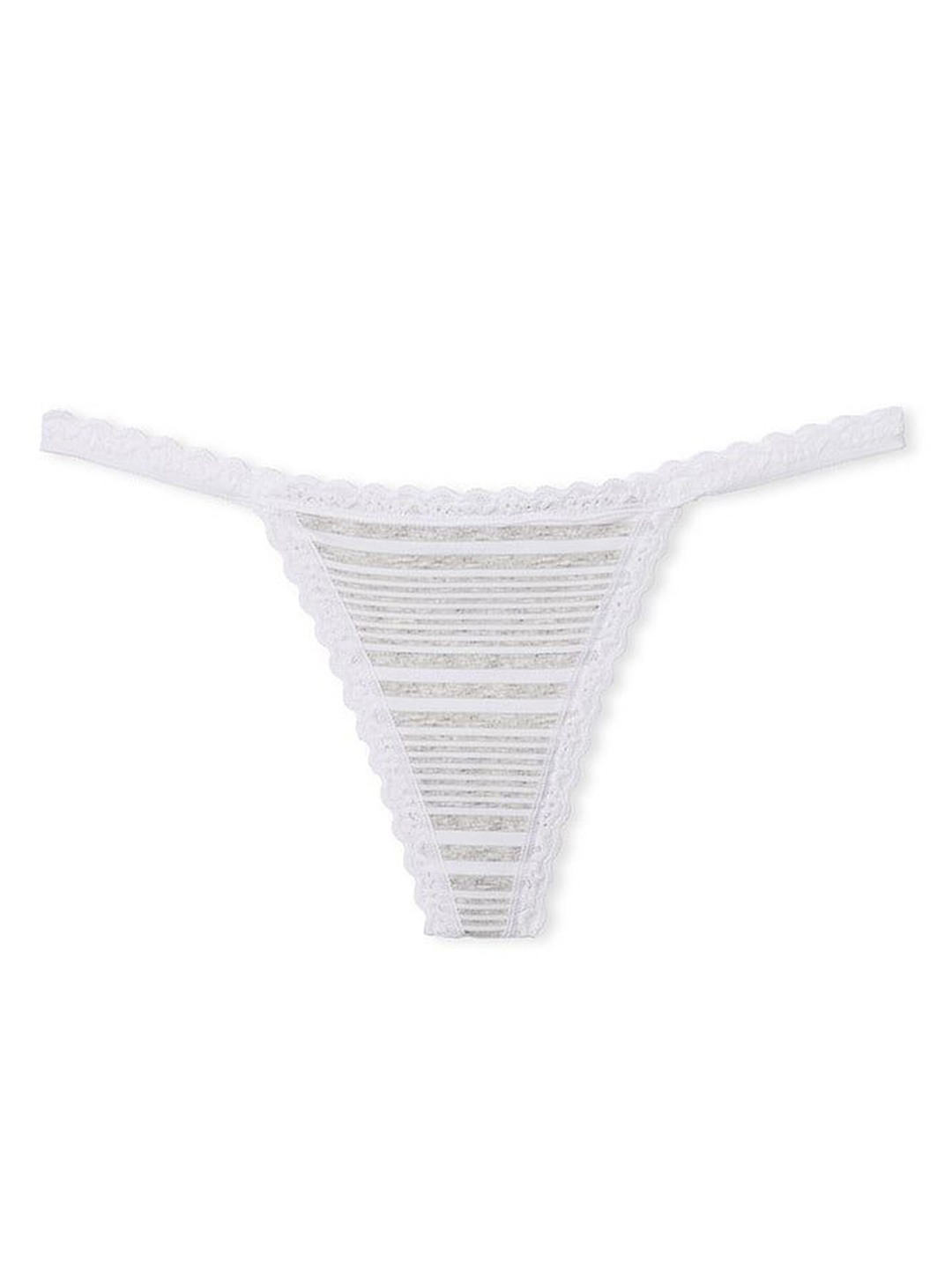 

Victoria's Secret Low Rise Cotton Lace Trim Thongs Briefs, White