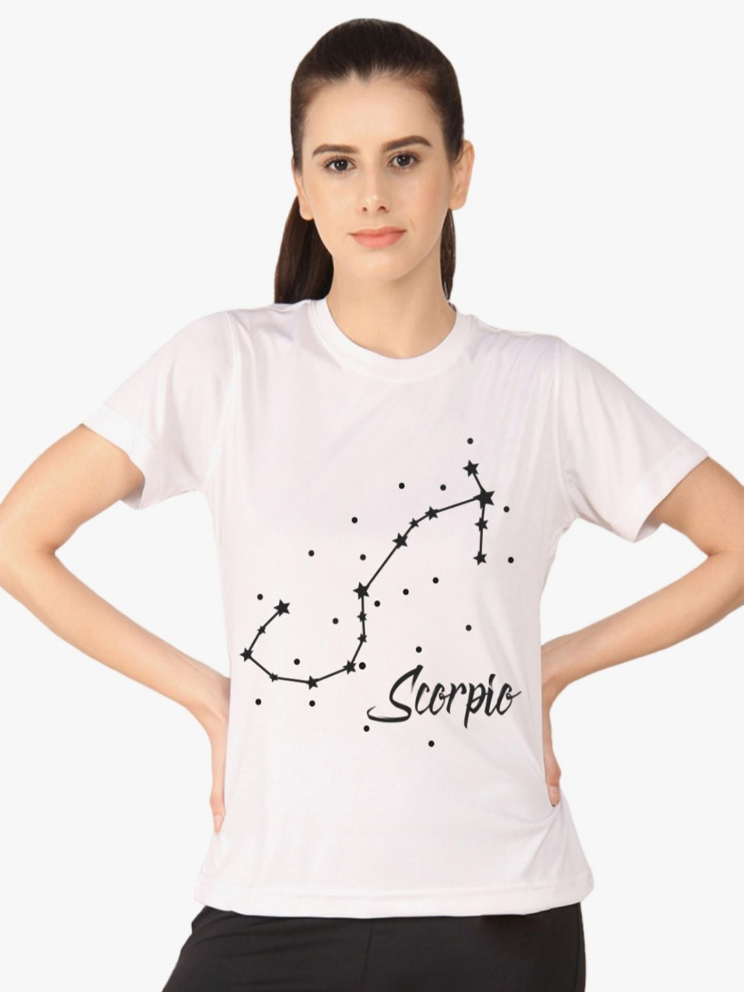

First Row Women Graphic Printed Round Neck Cotton T-shirt, White