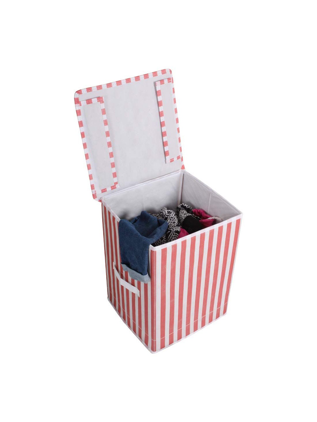 

prettykrafts Peach-Coloured & White Striped Reusable Multi-Utility Organisers