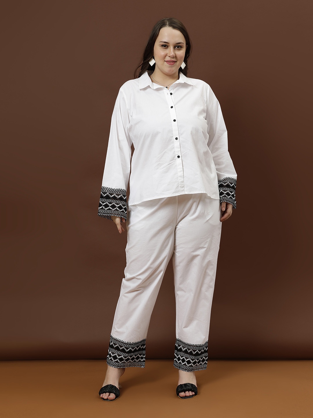 

Athena Ample Pure Cotton Shirt With Trouser Co-Ords, White